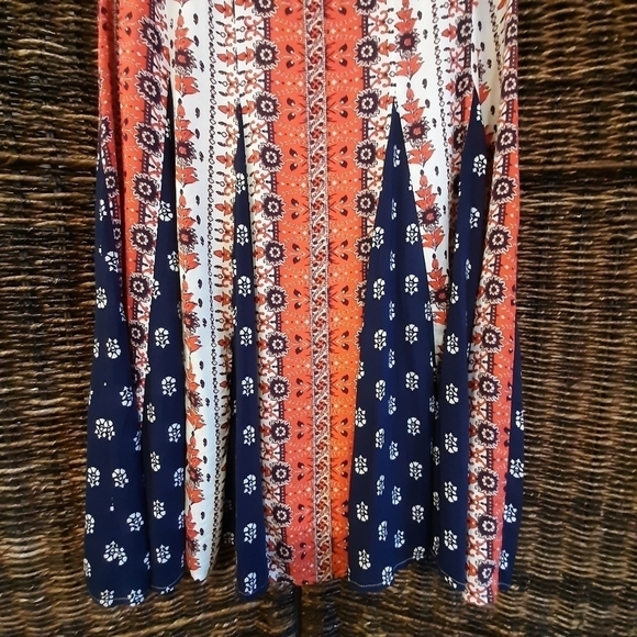 Anthropologie Maeve Floral Mini Dress Cap Sleeves Stripes Tassels Medium Petite - Picture 2 of 11